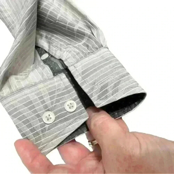 Mens Tommy Bahama Size Large L Gray Floral Pattern Long Sleeved Button‎ Down EUC - Picture 9 of 14